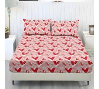 Wanyint Set di lenzuola super king size, con lenzuolo con angoli, comodo, resistente allo sbiadimento, con elastico tutto intorno, rimane in posizione, per San Valentino, decorazione per la casa