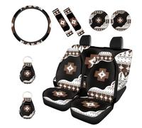 Wanyint Southwest Aztec - Set completo di coprisedili per auto, unisex, accessori per interni auto, set completo con coprivolante, copertura per cintura di sicurezza, sottobicchiere, portachiavi, 11