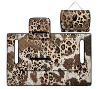 Wanyint Telo copri sedile per carrello da golf, portatile, pieghevole, con maniglia per il trasporto, universale, per EZGO/Club Car con 4 tasche, stampa mucca leopardata