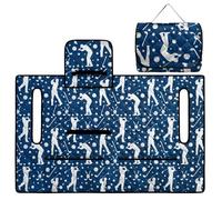 Wanyint Telo coprisedile per golf cart con design pieghevole e maniglia per il trasporto, universale 130 x 77 cm, comodo poliestere trapuntato, 4 tasche anteriori, facile da pulire, motivo golf blu