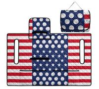 Wanyint Telo da golf cart con manico per trasporto e stoccaggio piegati, imbottitura trapuntata, 4 tasche portaoggetti, compatibile con la maggior parte dei carrelli a 2 posti, motivo golf bandiera