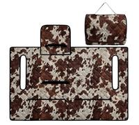 Wanyint Telo universale per golf cart per tutte le stagioni, design pieghevole con manico, compatibile con EZGO, Club Car e altri golf cart a 2 posti, stampa mucca marrone scuro