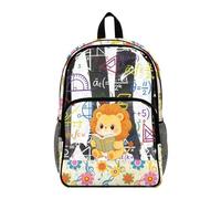 Wanyint Zaino scolastico trasparente da donna, 43 cm, in PVC resistente, per ragazzi e ragazze, grande zaino da viaggio, Leone Matematica Formula Hippie Floreale, One Size, Casual