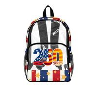 Wanyint Zaino trasparente in PVC, 43 cm, resistente, da viaggio, per donne, ragazze, ragazzi e bambini, Noi 250 Anni Star Stripe, One Size, Casual