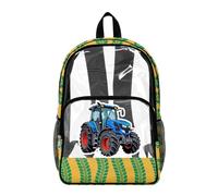 Wanyint Zaino trasparente per bambini, trasparente, per il rientro a scuola, resistente, grande, per sport e viaggi, Stampa trattore blu, One Size, Casual