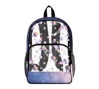 Wanyint Zaino trasparente per la scuola Bookbag PVC poliestere vedere attraverso la borsa del libro Heavy Duty borsa da lavoro trasparente Daypack per i bambini, Planet Rocket Star Galaxy, One Size