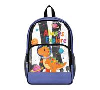 Wanyint Zaino trasparente per la scuola Bookbag PVC poliestere vedere attraverso la borsa del libro Heavy Duty borsa da lavoro trasparente Daypack per i bambini, Dinosauro Esplora sempre, One Size