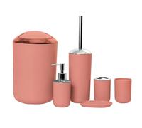 Wanym Set Completo di Accessori per Il Bagno, Moderno ed Elegante - 6 Pezzi, con Dispenser Sapone, Portaspazzolino, Portasaponetta, Portascopino, Pattumiera, Tazza per Spazzolino da Denti,caffè