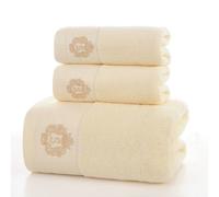 Wanym Set di Asciugamani da Bagno in Spugna, Assorbenti e Resistenti, Cotone 100% - Morbidi e Assorbenti, Viso e Uso Quotidiano, per Bagno, Spa e Palestra,Giallo,Towel+Bath Towel