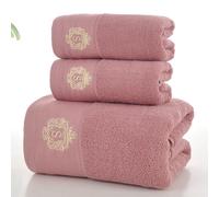 Wanym Set di Asciugamani da Bagno in Spugna, Assorbenti e Resistenti, Cotone 100% - Morbidi e Assorbenti, Viso e Uso Quotidiano, per Bagno, Spa e Palestra,Rosa,Towel+Bath Towel