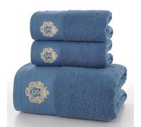 Wanym Set di Asciugamani da Bagno in Spugna, Assorbenti e Resistenti, Cotone 100% - Morbidi e Assorbenti, Viso e Uso Quotidiano, per Bagno, Spa e Palestra,Blu,Towel