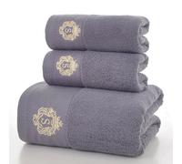 Wanym Set di Asciugamani da Bagno in Spugna, Assorbenti e Resistenti, Cotone 100% - Morbidi e Assorbenti, Viso e Uso Quotidiano, per Bagno, Spa e Palestra,Dark Grey,Towel+Bath Towel