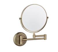 Wanym Specchio Per Trucco da Parete, Specchio Rotondo da Parete, Specchio Estensibile Ingrandimento 5X Rotazione a 360° Bifacciale Specchio Bagno Per Trucco, Rasatura, Cura del Viso,Bronzo