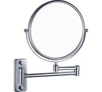Wanym Specchio Trucco da Parete, Specchio Estensibile, Specchio da barba a parete 5X Rotazione a 360° Bifacciale Specchio Bagno, per Bagno e Hotel,Brushed nickel
