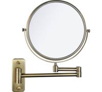 Wanym Specchio Trucco da Parete, Specchio Estensibile, Specchio da Barba a Parete 5X Rotazione a 360° Bifacciale Specchio Bagno, per Bagno e Hotel,Bronzo