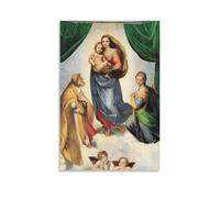 WAONZZAI Poster con stampa artistica su tela, motivo: Madonna Sistina, 1513, Raffaello Sanzio Raffaello, decorazione per la casa, senza cornice, 20 x 30 cm