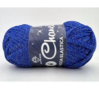 Waoo Lycra Chanel Fettuccia Elasticizzata e Laminata con Glitter, 150g 60m, Larghezza 3cm, per Uncinetto 6-9, Borse e Accessori (Laminata, Bluette - 26)