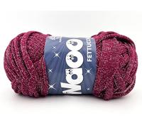 Waoo Lycra Chanel Fettuccia Elasticizzata e Laminata con Glitter, 150g 60m, Larghezza 3cm, per Uncinetto 6-9, Borse e Accessori (Laminata, Amaranto - 30)
