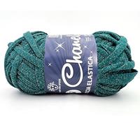 Waoo Lycra Chanel Fettuccia Elasticizzata e Laminata con Glitter, 150g 60m, Larghezza 3cm, per Uncinetto 6-9, Borse e Accessori (Laminata, Petrolio - 47)