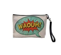 Waouh Comics Super Hero - Astuccio in lino per trucco in tela effetto lino, 15 x 10 cm, lino, 23.5 x 15 cm, Astuccio per il trucco