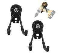 Wapasezyar 2 ganci magnetici extra forti, ganci magnetici per garage con doppio gancio, ganci da parete per garage, forti magneti da parete per giardino, capannone, spazio degli attrezzi (nero, 4,3 mm