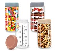 Wapasezyar Meal Prep, 4 bicchieri da 750 ml, Overnight Oats con tappo a vite, per Overnight Oats insalata, yogurt, budino, chutney, come scatola Mason Jar Meal Prep