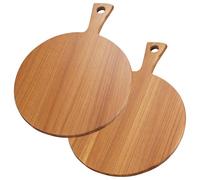 Wapasezyar Piatti per pizza rotondi in legno, 30 cm, 2 pezzi, piatti per pizza, grande tagliere con manico, tagliere per pizza in legno, per la casa, per pizza, focacia o pane