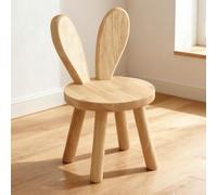 Wapasezyar Sgabello in legno massiccio, a forma di orecchie di coniglio, per la cameretta dei bambini, con orecchie di coniglio, schienale rotondo in legno per bambini, per mangiare, leggere e giocare