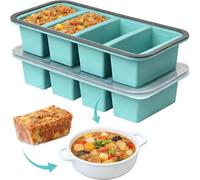 Wapasezyar Souper Cubes - Set di 2 stampi per congelatore in silicone per zuppe, cubetti di ghiaccio, 250 ml, con coperchio per zuppa, brodo, salsa, cubetti di ghiaccio, senza BPA