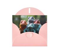 WapNo 4 lucertole colorate carta perlata vuota biglietto di auguri adatto per feste di compleanno matrimonio invito con busta rosa