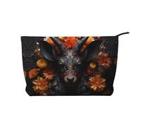 WapNo Black Antelope With Flowers Pattern Ladies Cosmetic Bag Velluto Velluto Tote Bag Portatile Grande Capacità Cerniera Borsa Da Viaggio Borsa Stoccaggio Borsa Nero, Taglia Unica, Nero , Taglia