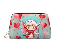 WapNo Borsa cosmetica portatile carina del ragazzo amorevole grande, cuoio del PVC, chiusura dello zip, borsa da viaggio della borsa da toilette, borsa di immagazzinaggio, bianco, Taglia unica