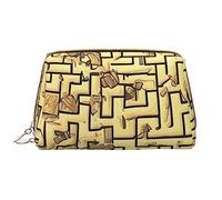 WapNo Borsa cosmetica portatile del labirinto del tesoro, cuoio del PVC, chiusura a zip, borsa da viaggio della borsa da toilette, borsa di immagazzinaggio, bianco, Taglia unica