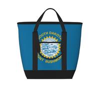 WapNo Borsa termica con bandiera del Sud Dakota che mantiene il freddo, ideale per la consegna di cibo, viaggi, isolamento o per mantenere il freddo in spiaggia, nero, taglia unica, Nero , Taglia