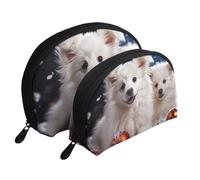War Plane - Trousse portatile per cosmetici, organizer da viaggio con cerniera e scomparti interni, Buon Natale Bianco Snow Dog, Taglia unica
