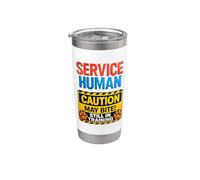 War Rning Sign Service-Human Caution May Bite Dog Addestramento Bicchiere termico in acciaio inox doppia parete