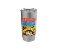 War Rning Sign Service-Human Caution May Bite Dog Addestramento Bicchiere termico in acciaio inox doppia parete