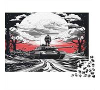 War-tank-soldier-black-white-art-style Puzzle Impossible 1000 Pezzi Tank on Red Landscape Decorazione Per La Casa. Giochi Rilassamento E Intelligence Per Adulti E Bambini Da 12 Anni 70x50cm/1000pcs