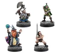 War World Gaming Miniatura Fantasy Hero Set di 4 per Wargame da 28mm e Board Game RPG