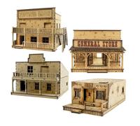 War World Gaming WWGaming Wild West Set di 4 Edifici | WGSH-005 - Wargame MDF Terrain Scenario Antico West Figura