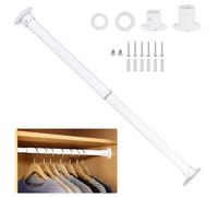 Wardlock Asta appendiabiti regolabile in acciaio inox, 33-54 cm, colore bianco, con prese terminali