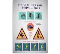 Warehouse Factory Safety Poster Slip Trip Fall Protection Guide Workplace Canvas Wall Art Decor