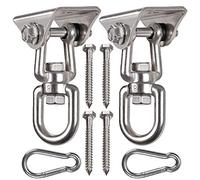 WAREMAID 2 Pezzi Gancio per Soffitto, 360° ruota Ancoraggio da Parete Acciaio Inossidabile Staffa, Gancio Sacco da Boxe per Parco Giochi, Gym, Corda, Amaca Sedia,Yoga Altalena, Sedie Sospese, 450kg