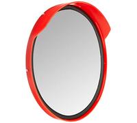 warensicherung.de Specchio per traffico convesso 30 cm panoramico interni ed esterni grandangolare per la sicurezza stradale garage con guarnizione in PVC, argento/rosso