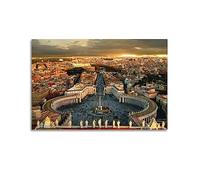 WARL Poster con paesaggio della città, Piazza San Pietro, dipinto decorativo su tela del Vaticano, 30 x 45 cm