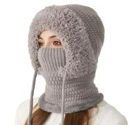 Warm Beanie Scarf Set - Knitted Thermal Face Cover Accessory, Soft Fabric Design, Windproof Cold Protection Gear, Stretch Fit Comfortable Wear, Winter Outdoor Item | Hiking Traveling Skiing Biking