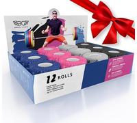 WARM BODY COLD MIND Nastro per Pollice da Sollevamento Pesi - Hook Grip Tape per Powerlifting, Cross Training, Nastro da Palestra, Allenamento, Nastro Sportivo per Dita (Mix 12 Rotoli)