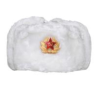 Warm Colbacco Flaps Esercito Russo Stile Invernale Pac Orecchio Con Badge Bianco