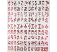 Warm Girl 108pcs 3D Fiore Rosso Nail Art Adesivi Decalcomanie Stampaggio DIY Nail Decorazione Strumenti