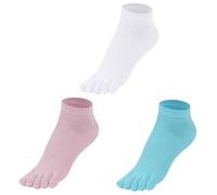 Warm-Han Calze a cinque dita 99% cotone Donna Sneaker a gambo corto alla caviglia F907 EU35-38 1 bianco, 1 rosa, 1 blu cielo